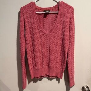 Eddie Bauer Women's V-Neck Angora Blend Sweater in Rose